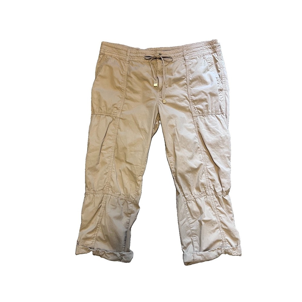 LRL Ralph Lauren Tan 100% Cotton Cargo Capri Pants Outdoor Hiking Women's 16